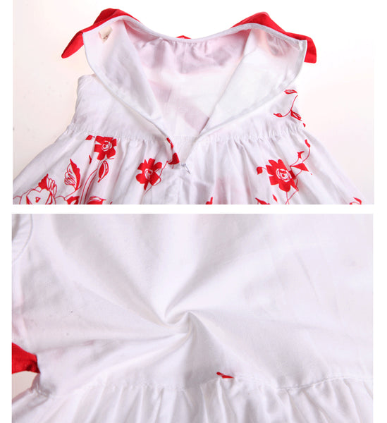 Red Flower Girl Sleeveless Dress